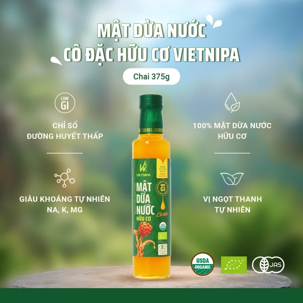 Mật Dừa Nước Cô Đặc Hữu Cơ VIETNIPA - 375g